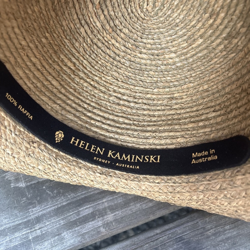 Helen Kaminski Handmade Australia Raffia Hat Natural OS white ribbon runs small - Picture 6 of 16